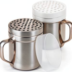 Metal Parmesan Cheese Shaker 10oz Set of 2 CUSINIUM with Large Holes-0